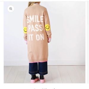 NWT The Kerri Rosenthal Poppy's Super Long Cardigan in Smile Pass It On